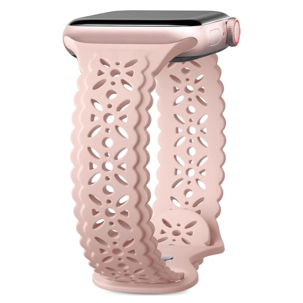 Lace Silicone Band Compatible with Apple Watch Bands for Women 40mm 41mm 38mm